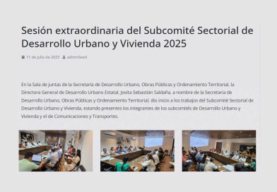 Sesión extraordinaria del Subcomité Sectorial de Desarrollo Urbano y Vivienda 2025